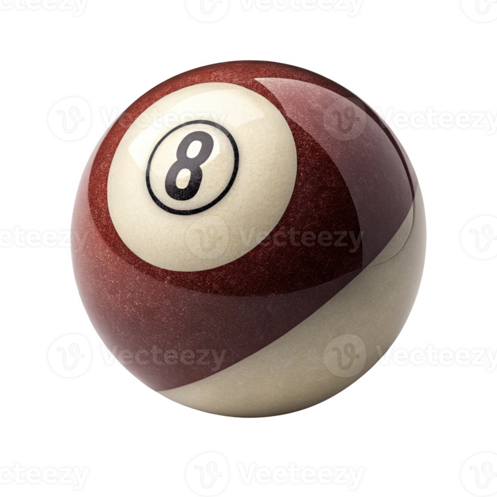 classic eight ball with maroon and cream design, perfect for games png
