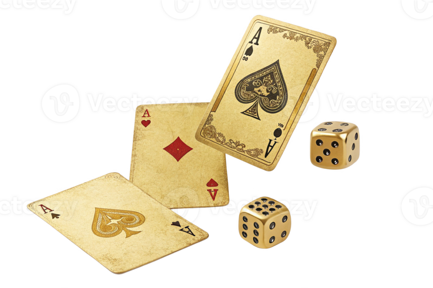 Playing cards and dice on table, showcasing game setup with excitement png