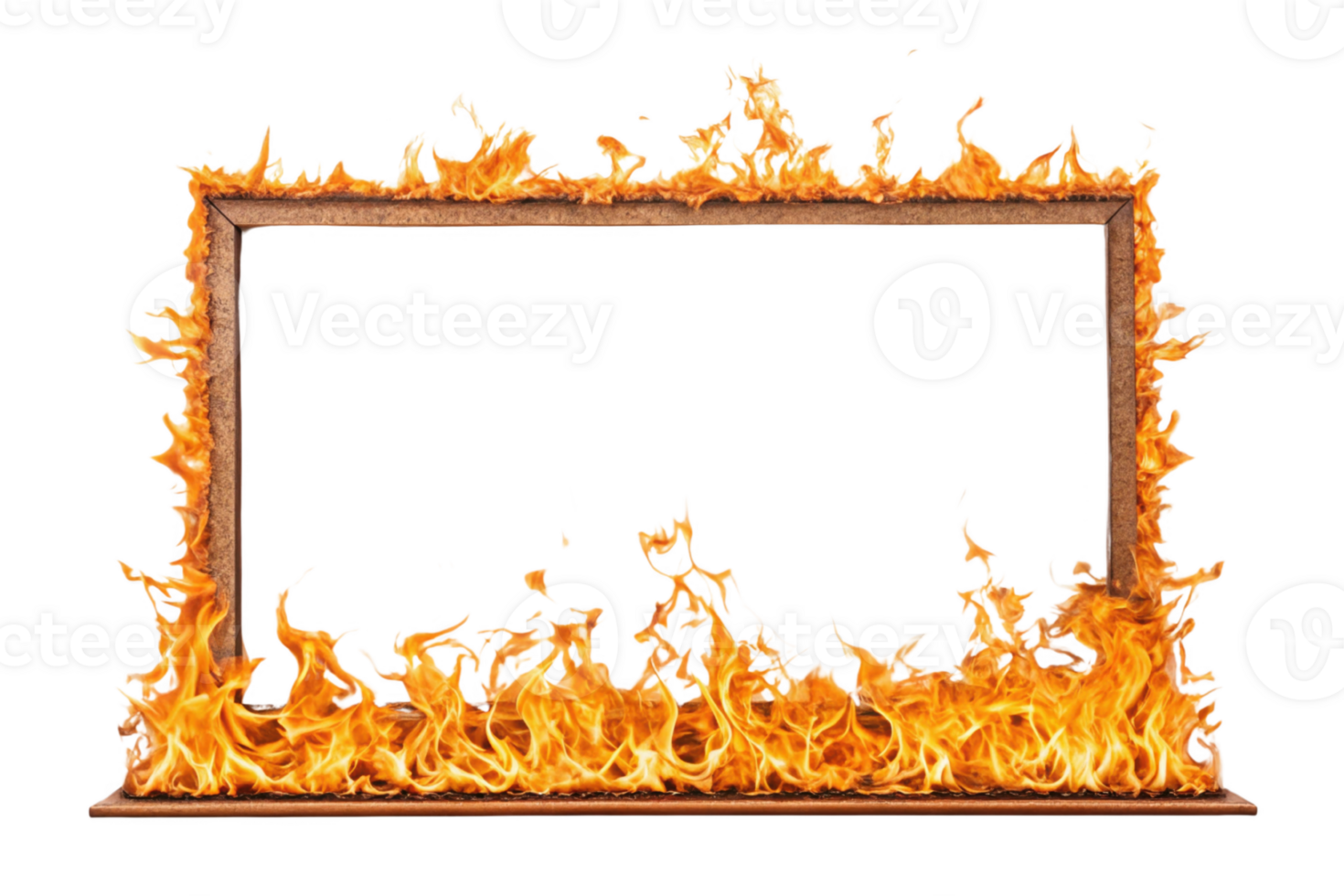 fiery frame with flames engulfing edges, creating dramatic effect png
