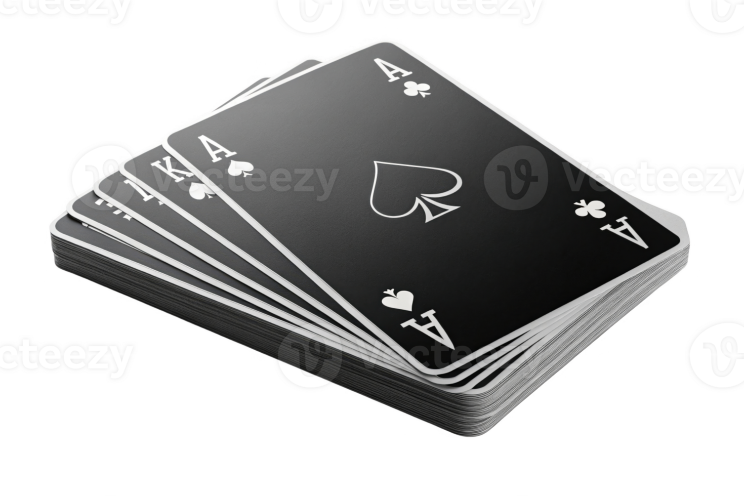 stack of playing cards featuring four Ace of Spades, showcasing classic design png