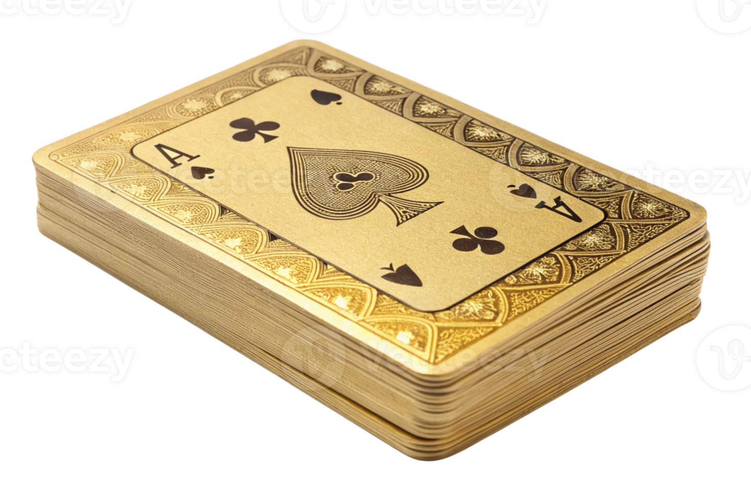Golden playing card deck featuring Ace of Spades design, perfect for games png