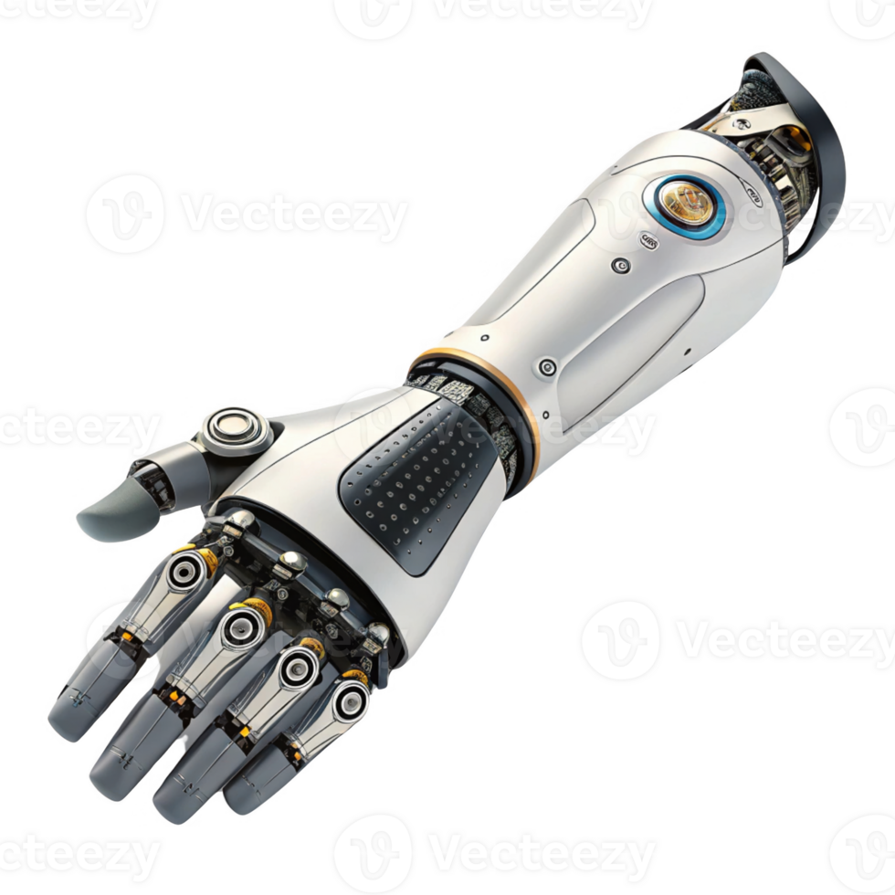 futuristic robotic hand with advanced technology and intricate design, showcasing mechanical joints and sensors png
