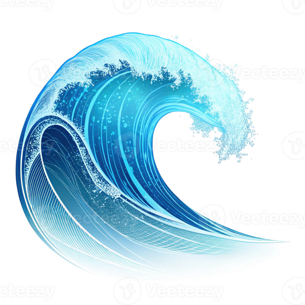 vibrant wave illustration with dynamic blue tones and splashes png