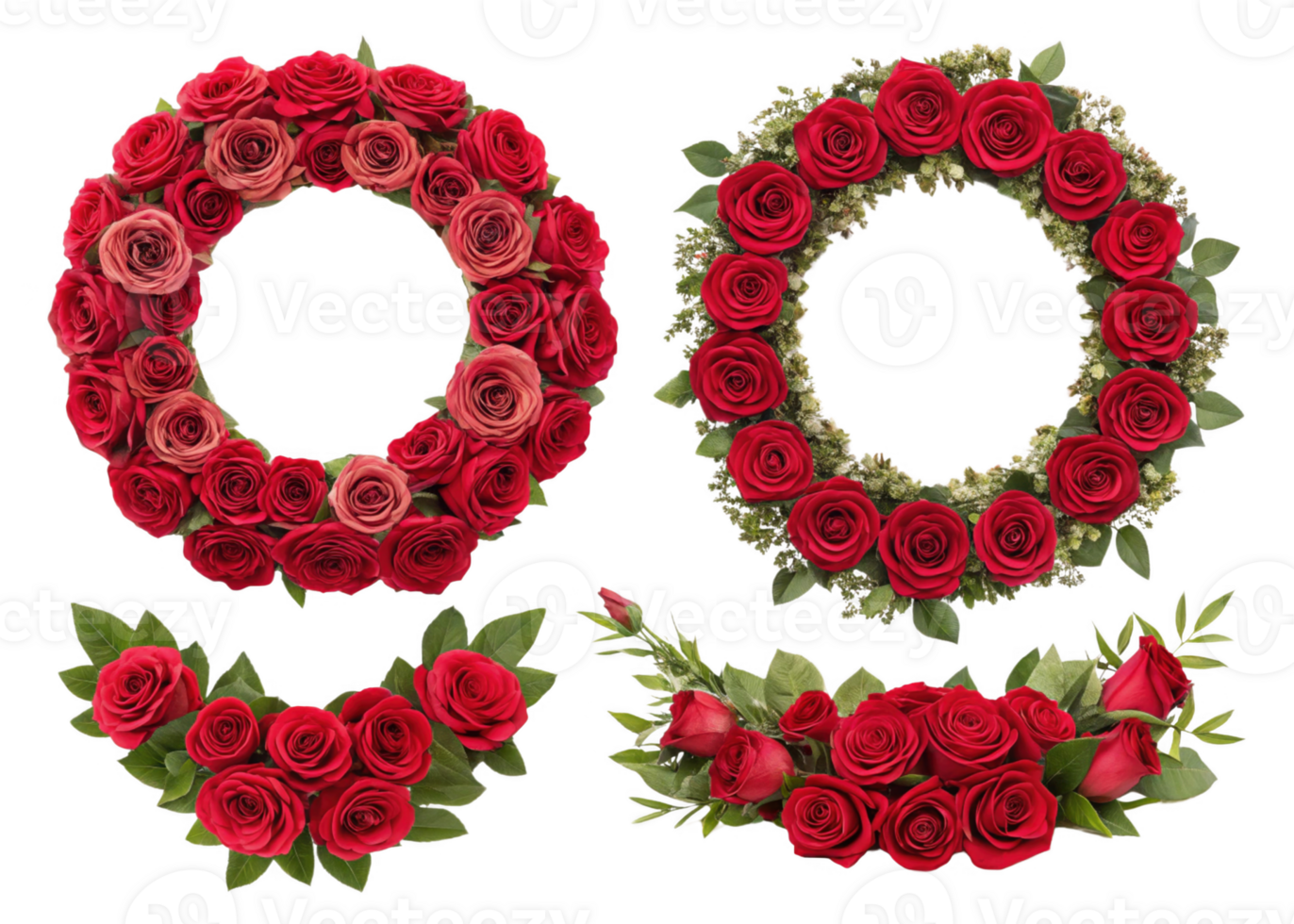 Red rose wreaths and arrangements for decoration png