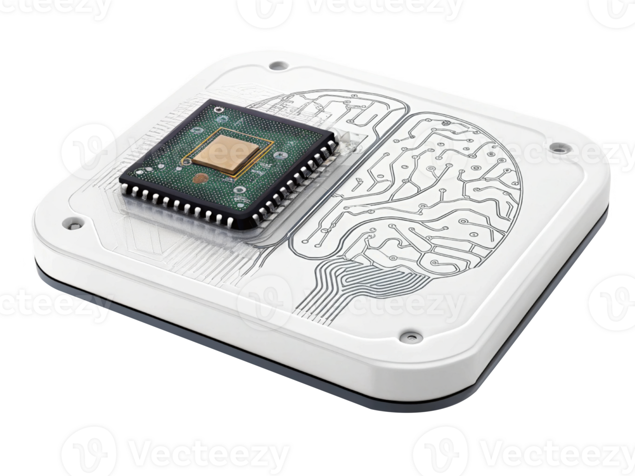 Smart technology circuit board with microchip design png