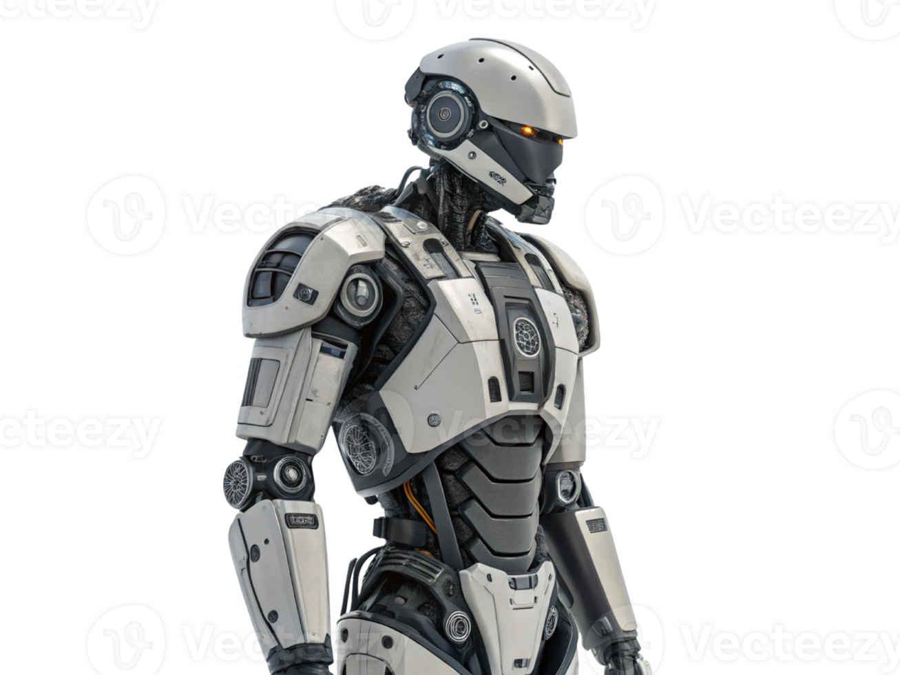 futuristic robot with sleek design and glowing eyes stands confidently png
