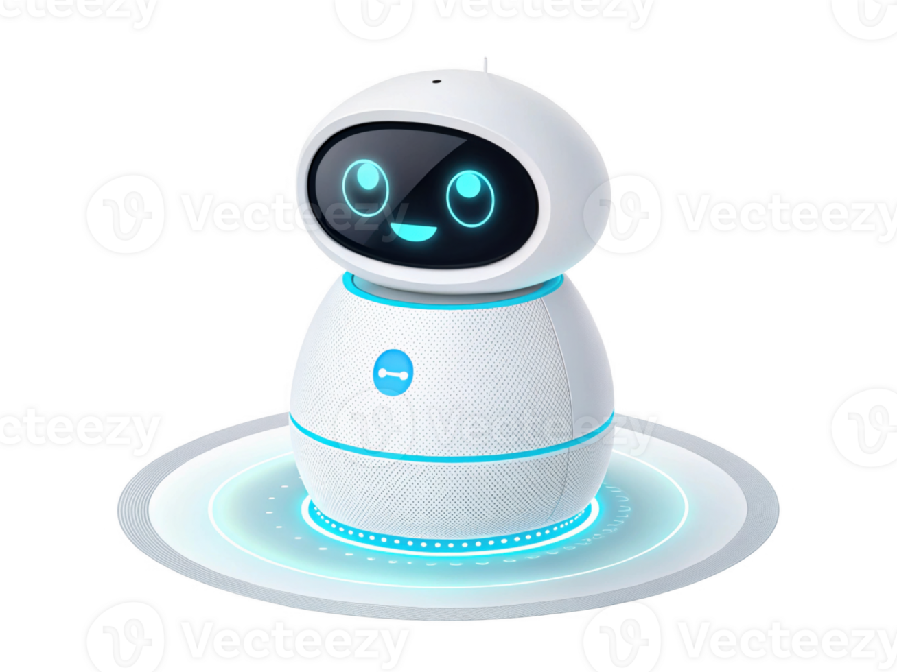 friendly robot with smiling face, designed for home assistance and interaction png