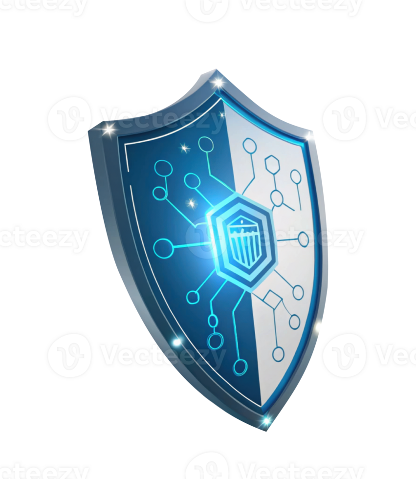 Digital shield with circuit design, symbolizing cybersecurity protection png