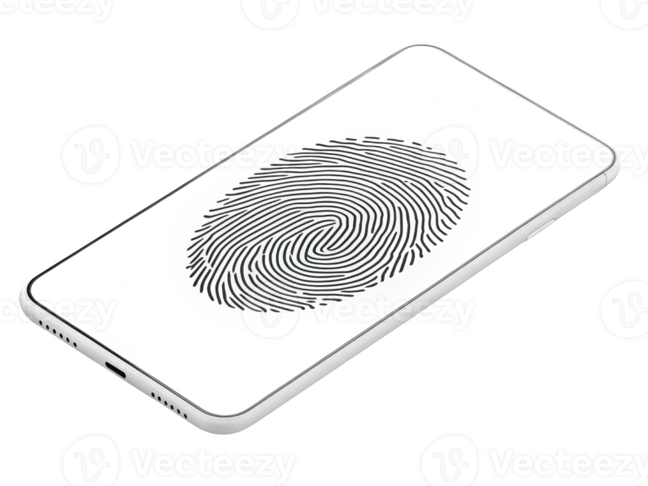 smartphone with fingerprint design on back, showcasing modern technology and security features png