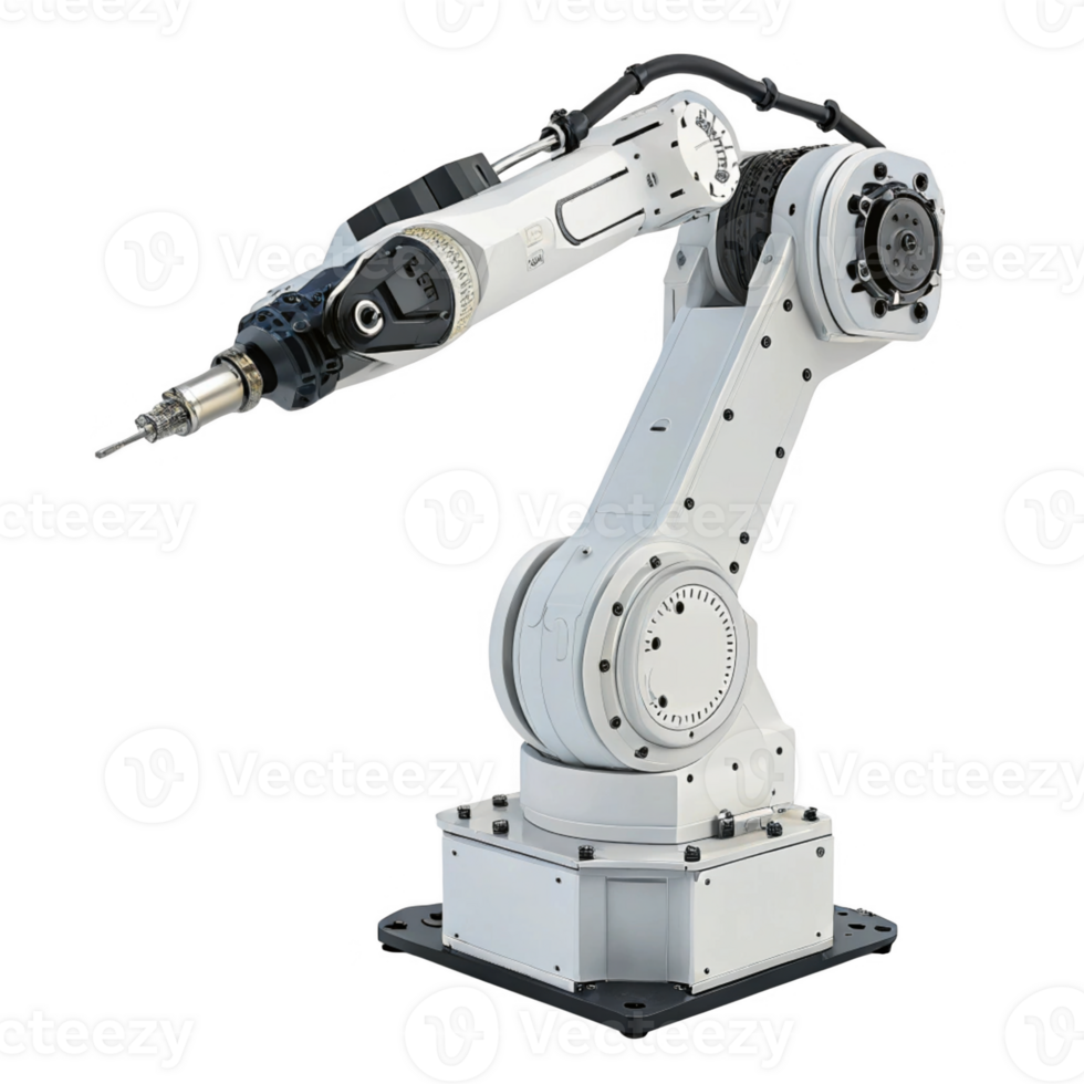 Industrial robotic arm with precision tool for automation tasks png