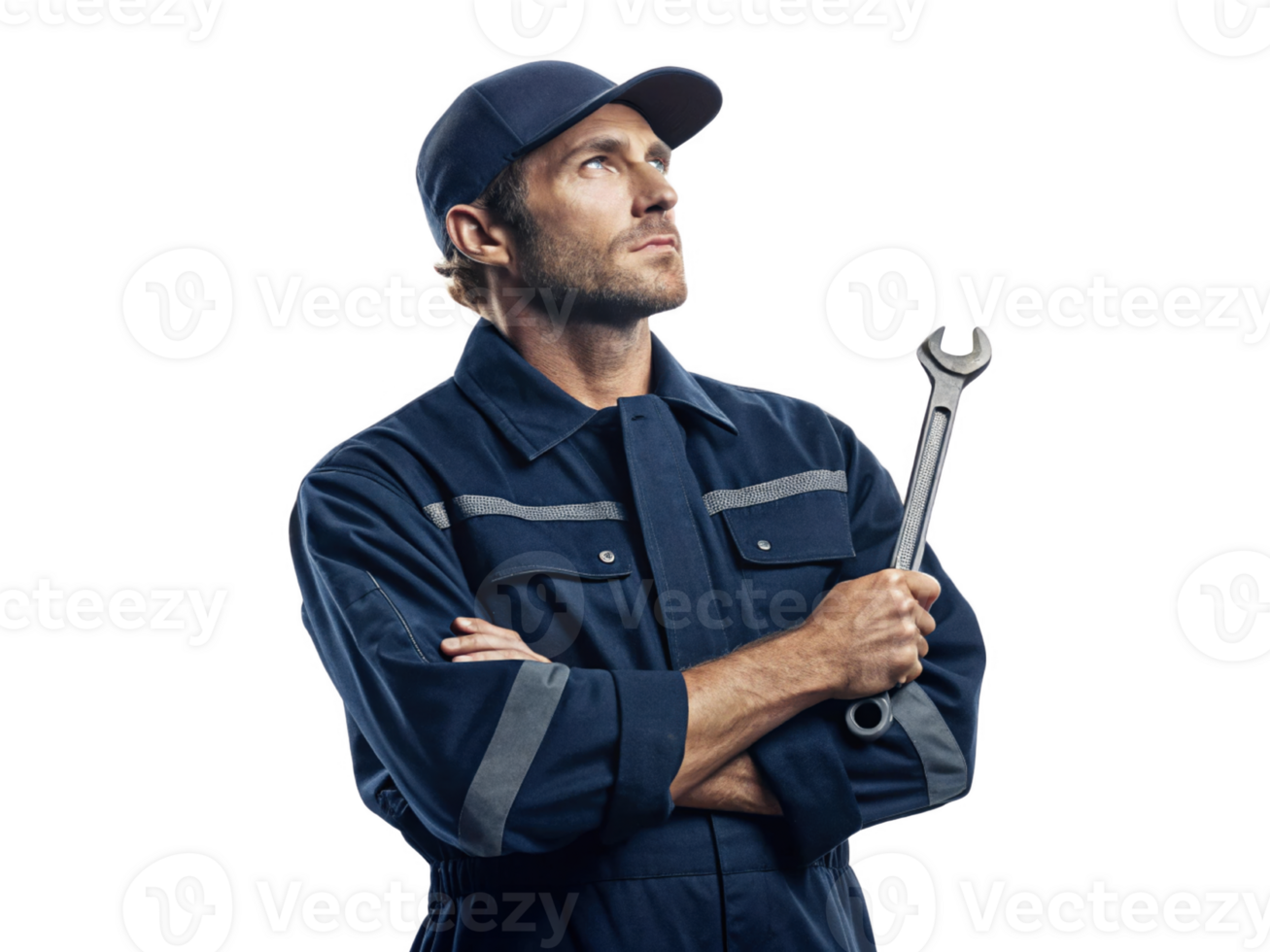 skilled technician holding wrench, showcasing expertise technology and repair work. confident expression reflects png