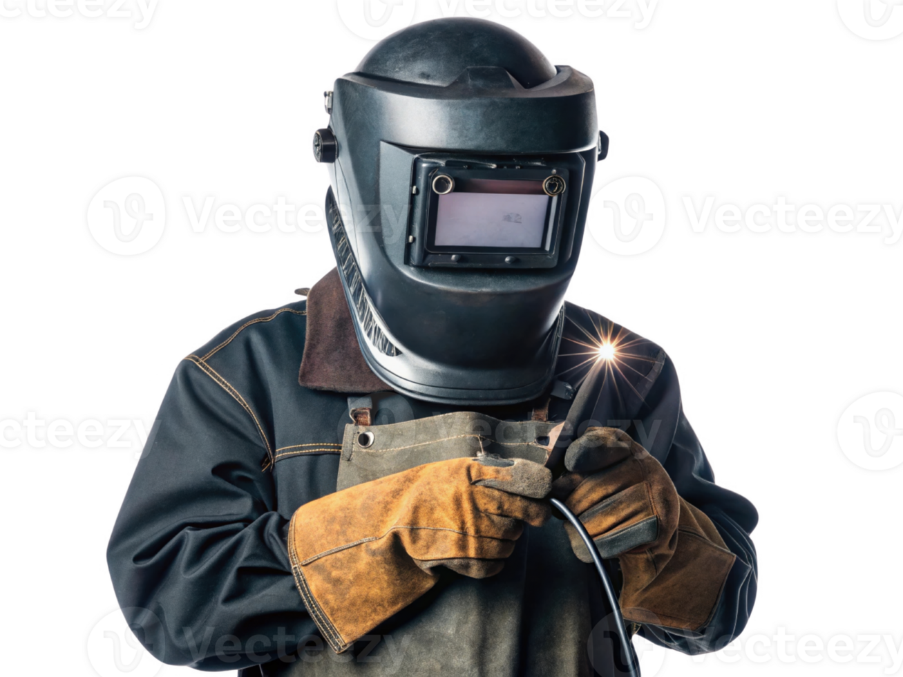 Welding technology showcases skilled worker in protective gear, focused on creating strong bond with precision and safety png