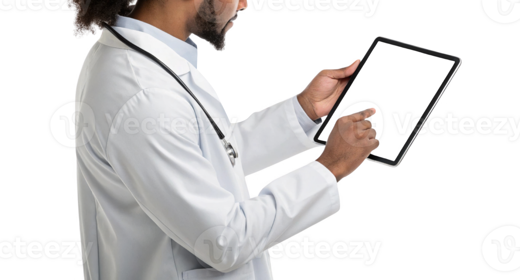 healthcare professional using technology to access patient information on tablet, showcasing modern medical practices png