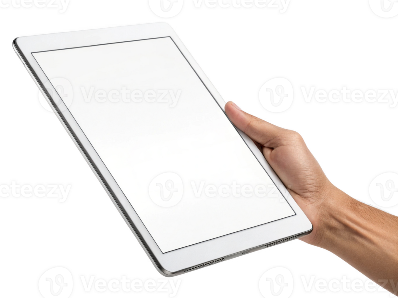 person holding blank tablet device, showcasing modern technology hand. image emphasizes sleek design and usability of digital png
