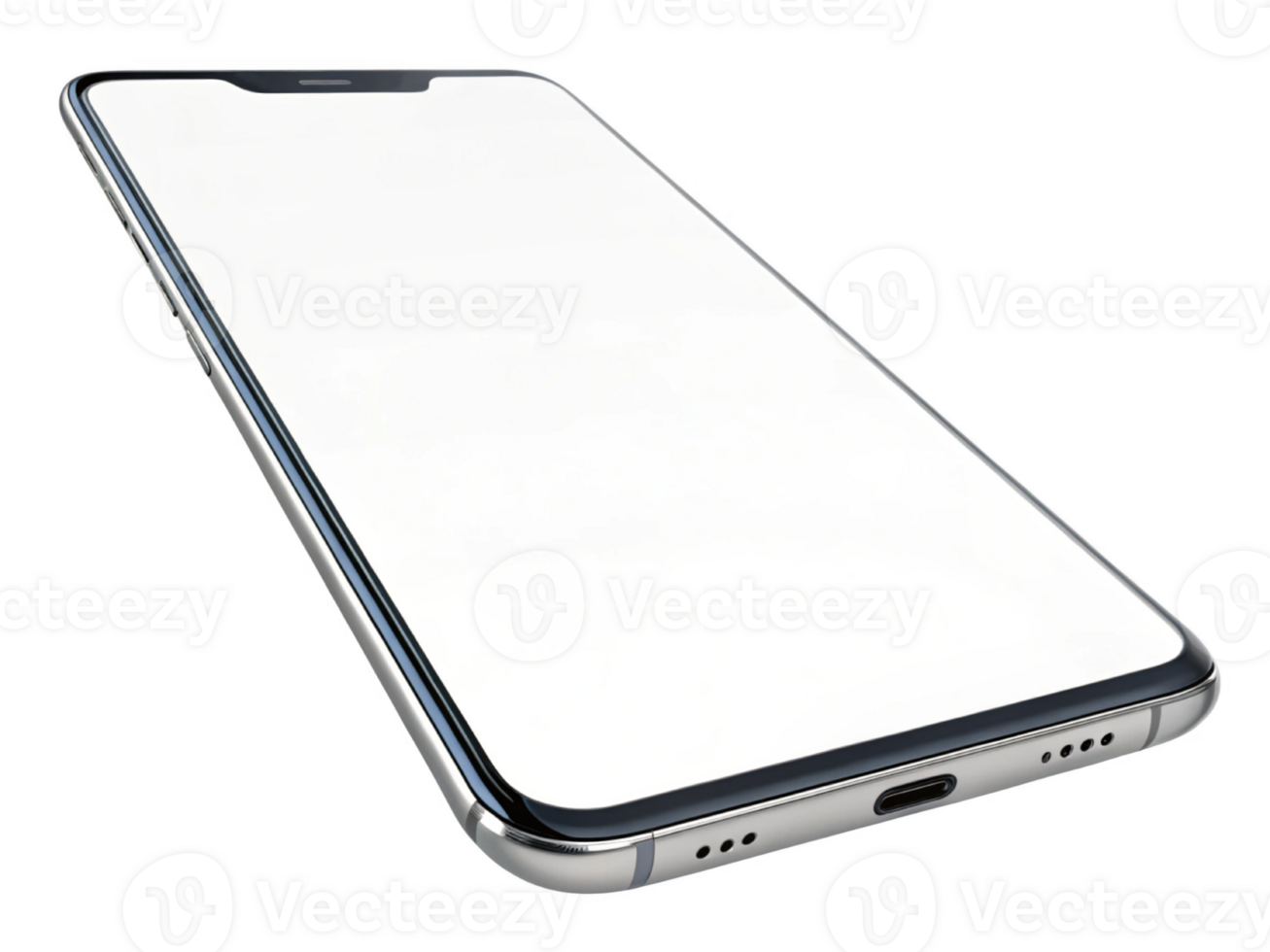 sleek smartphone with large, blank screen, showcasing modern technology and design. device features slim profile and minimal png