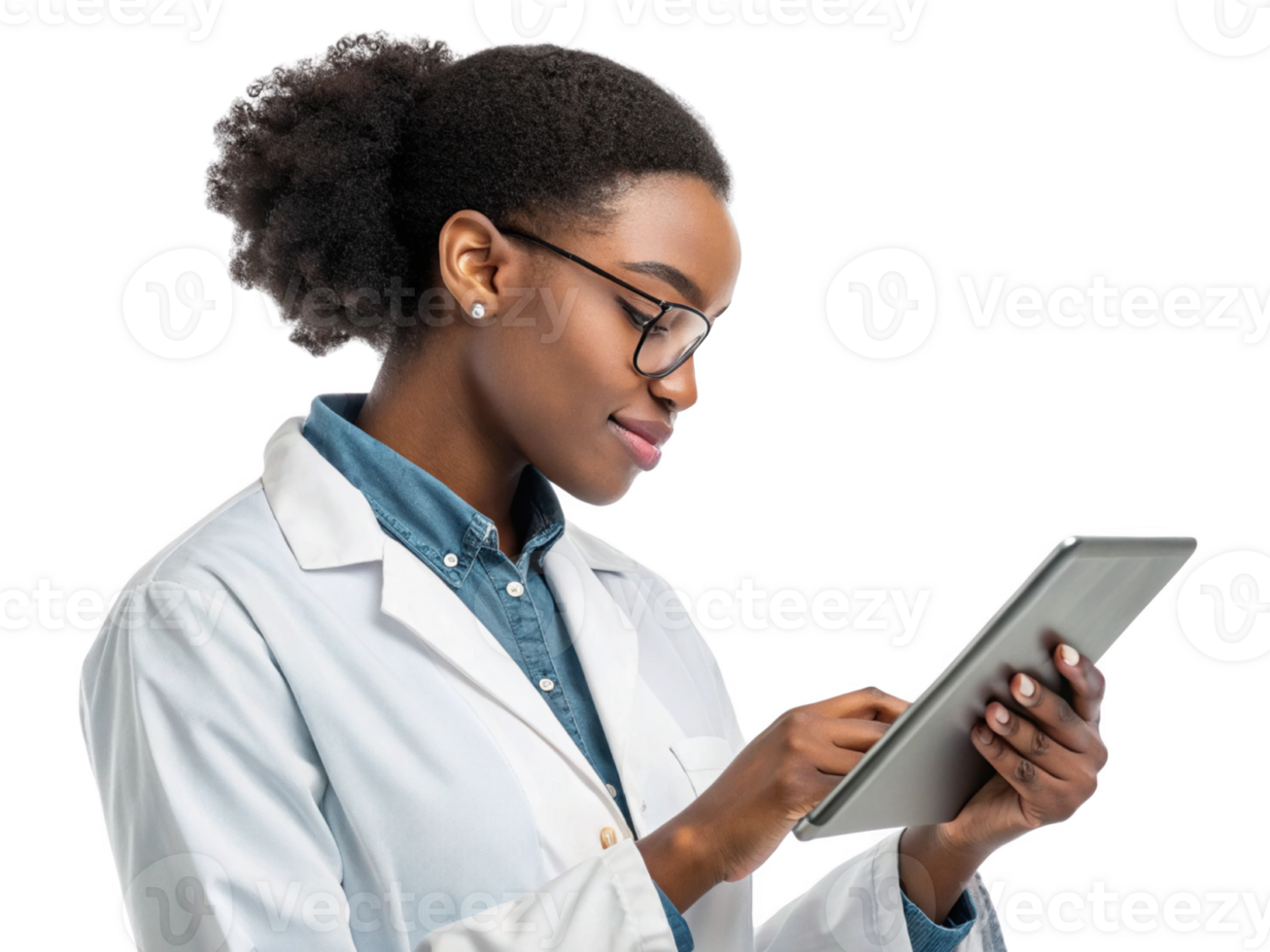 healthcare professional using tablet, showcasing food, technology in modern setting png