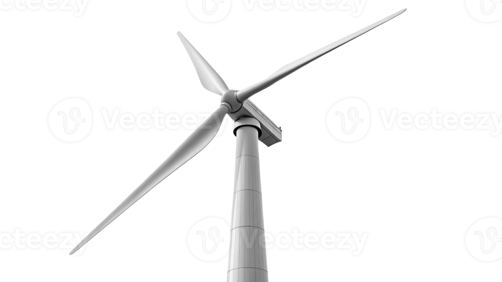 tall wind turbine with three large blades, designed for renewable energy generation, stands against clear background png