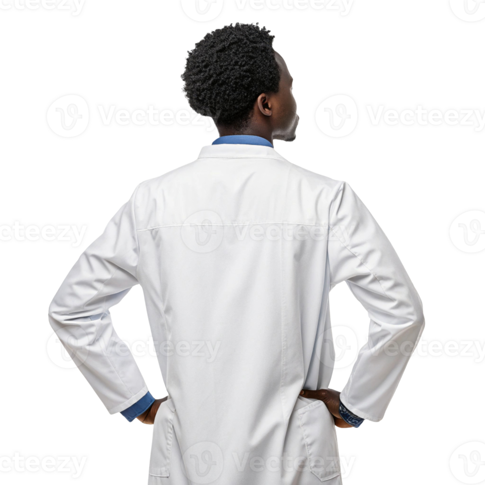 confident healthcare professional in white lab coat stands with arms akimbo, embodying spirit of biotechnology and innovation in medicine png