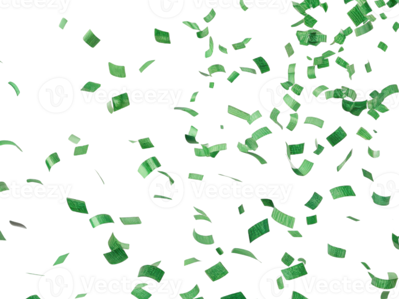 Celebrate with vibrant green confetti that adds festive touch to any occasion, creating joyful atmosphere of celebration and fun png