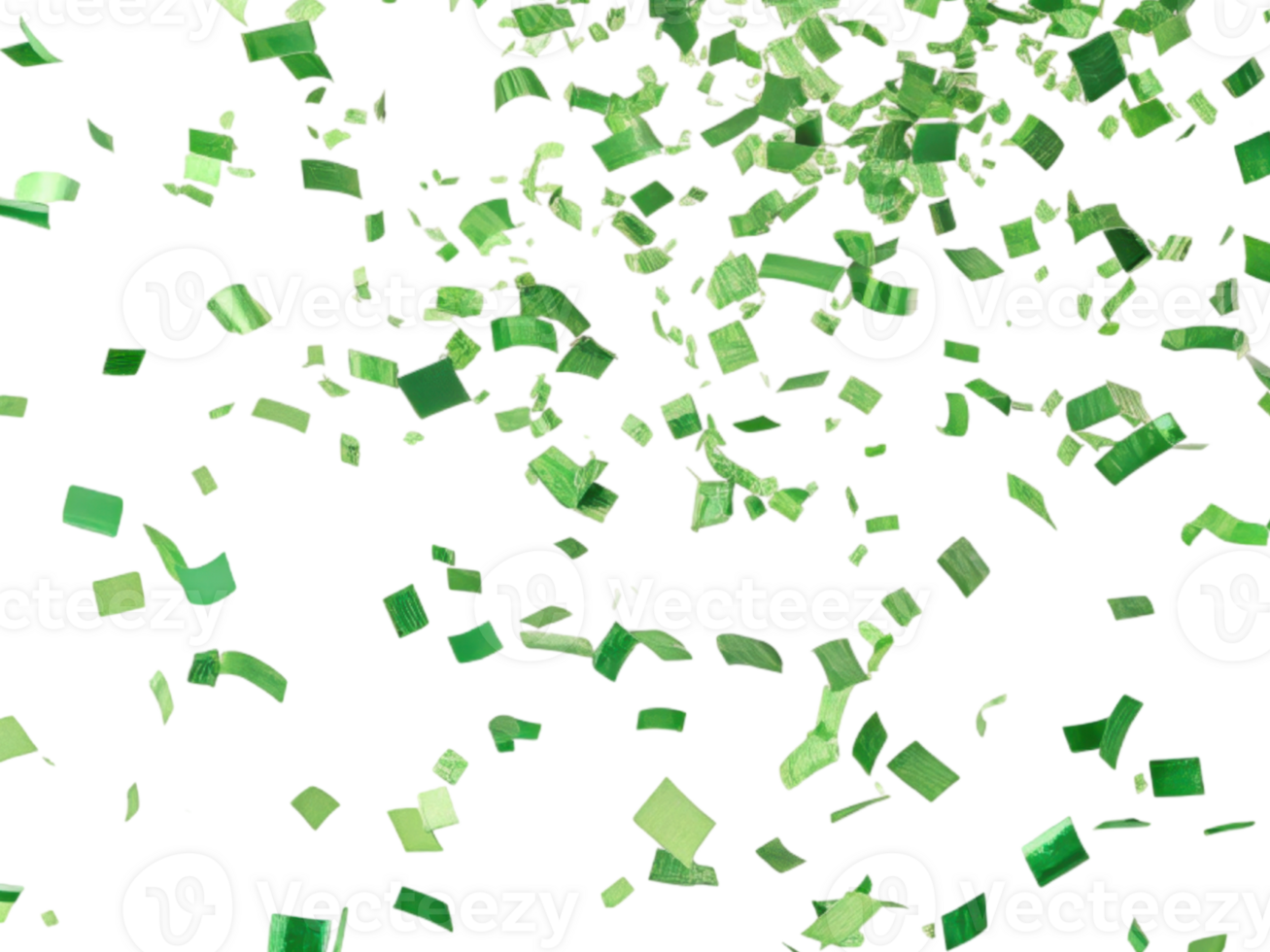 Celebration with vibrant green confetti creates joyful atmosphere perfect for any festive occasion png