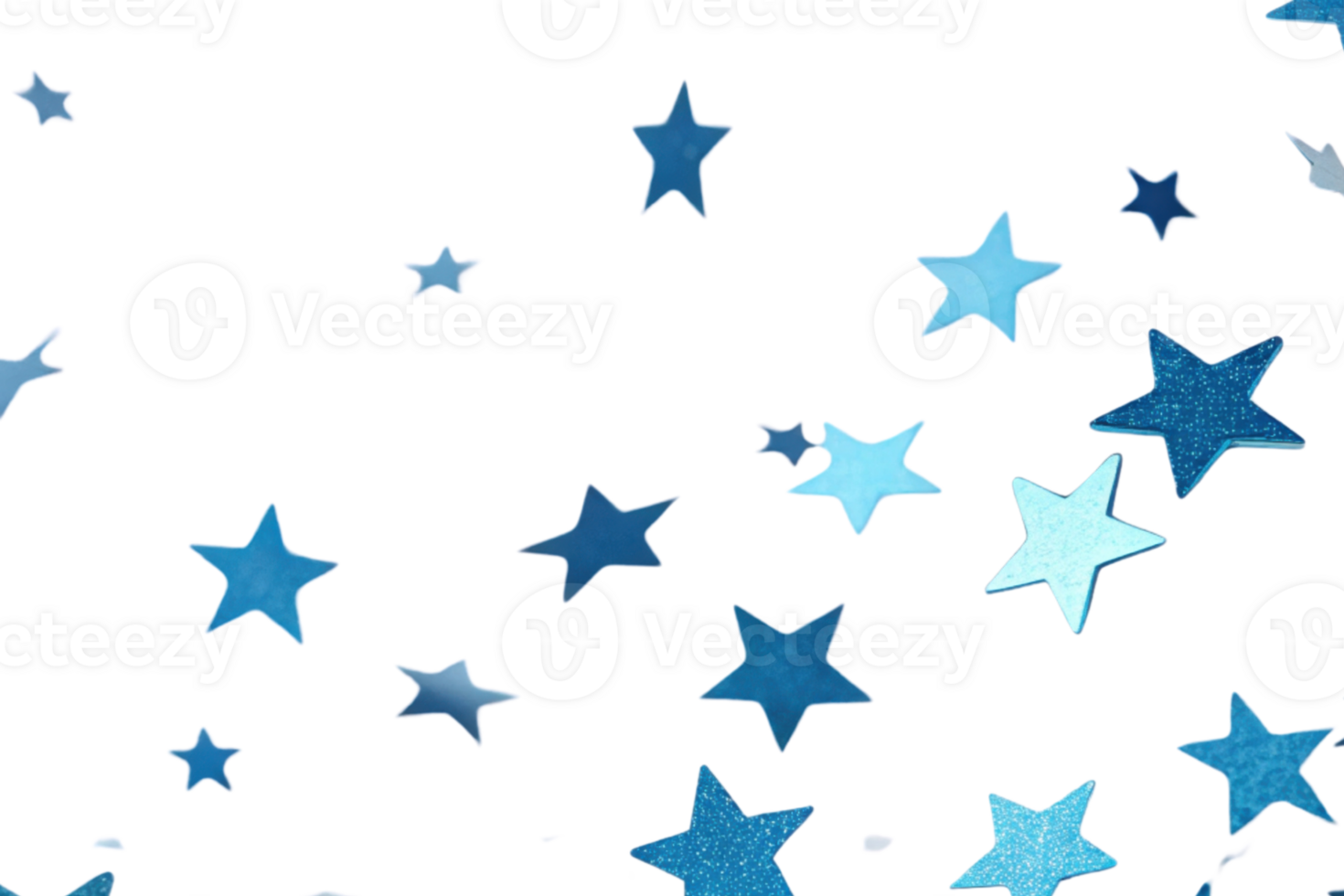 Bright blue confetti stars create festive atmosphere perfect for any celebration, adding touch of sparkle and joy to occasion png