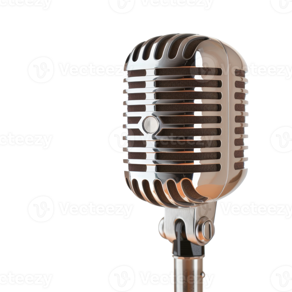 Vintage Retro Microphone Isolated on White Background for Music, Broadcasting, Recording, and Artistic Creativity Concepts png