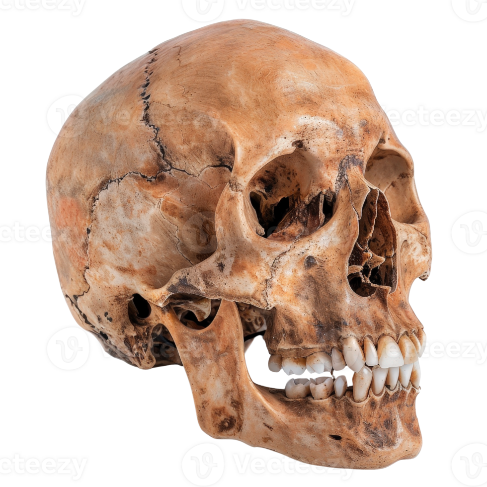 Detailed Human Skull Model Showing Natural Cracks and Textures for Educational and Artistic Use in Various Projects png