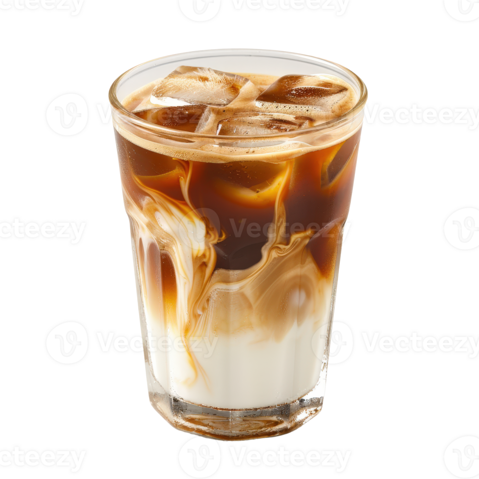 Delicious Iced Coffee Beverage with Cream and Ice Perfect for Refreshing Summer Days or Afternoon Boost png