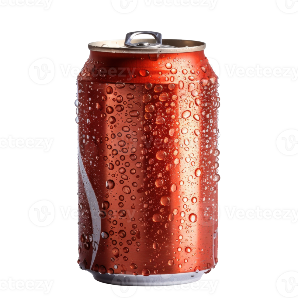 Close-Up of a Cold Metallic Can with Water Droplets on Surface, Isolated Against a Transparent Background png
