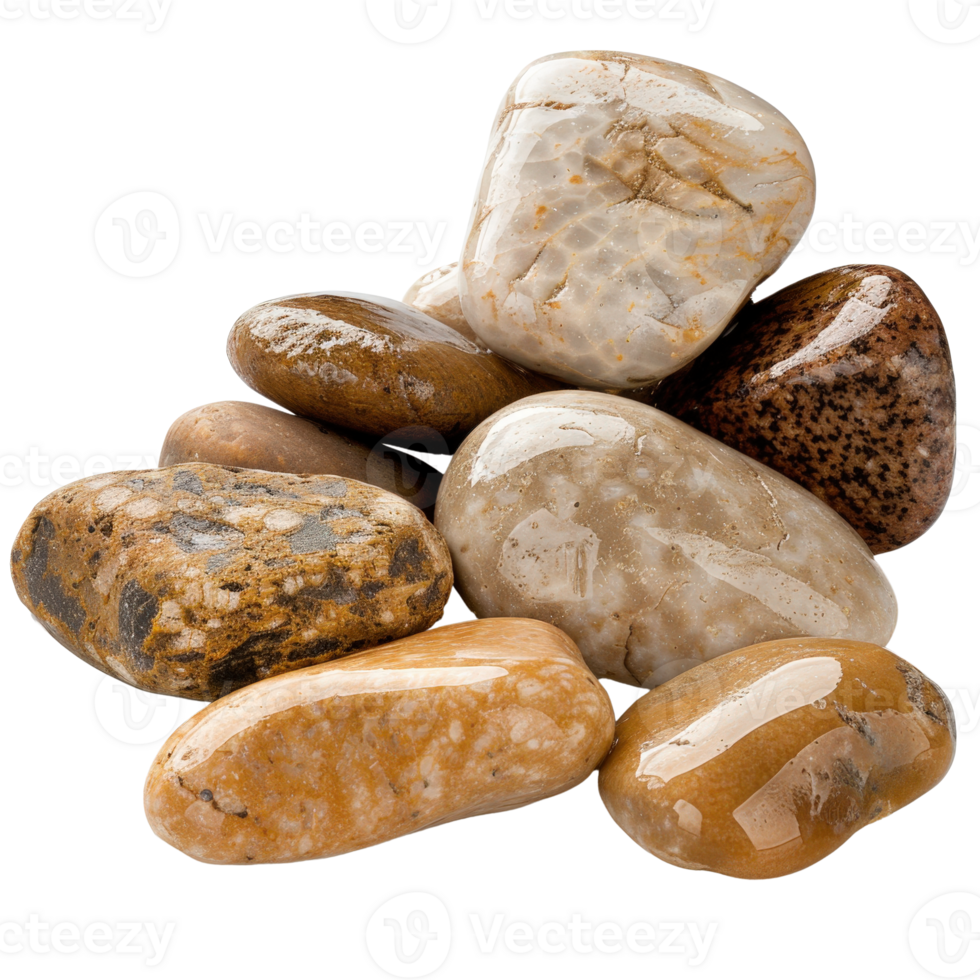 Glossy Pebbles in Various Natural Colors for Artistic Decor and Landscaping Projects png