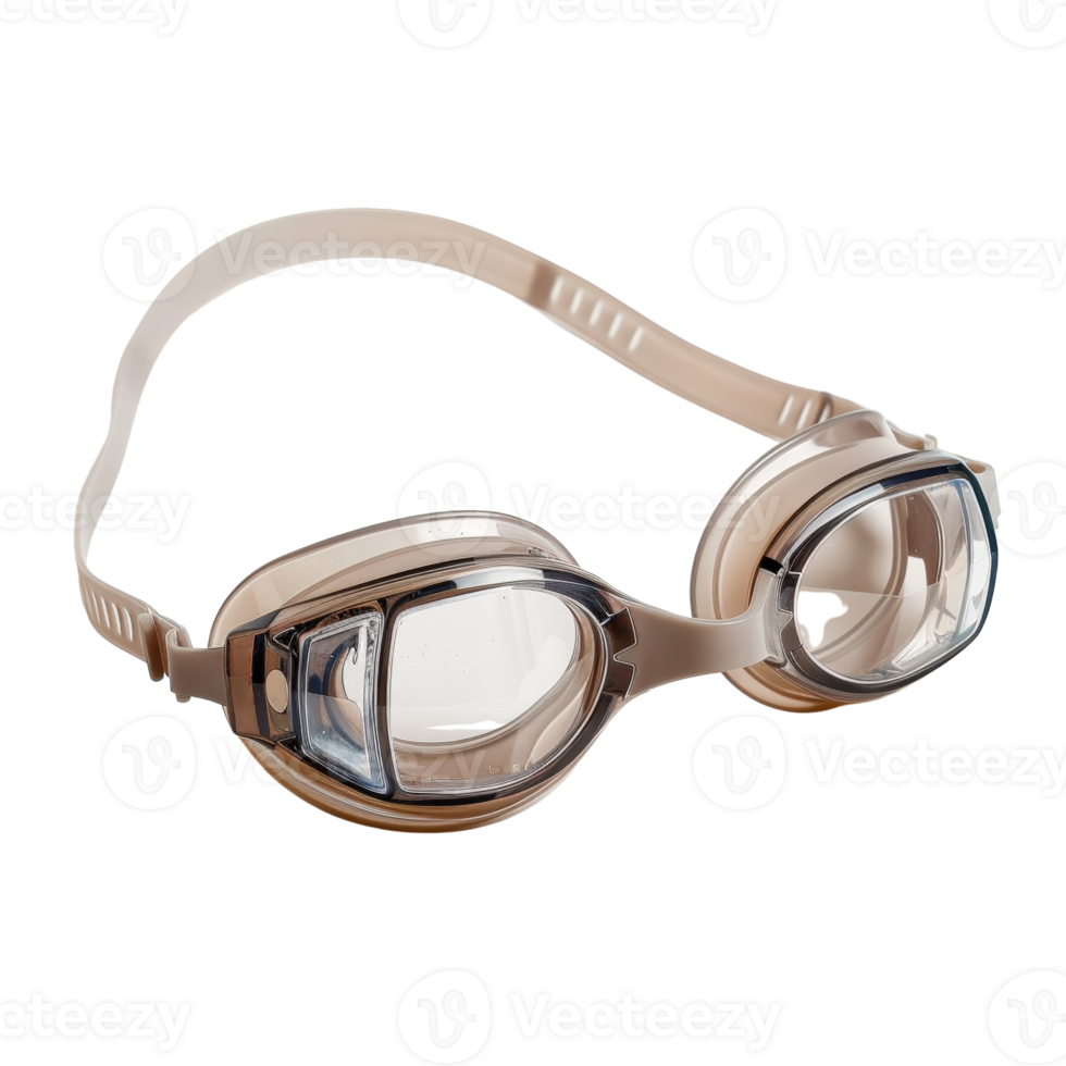 Transparent swimming goggles for water sports and training with adjustable strap for comfort and performance png