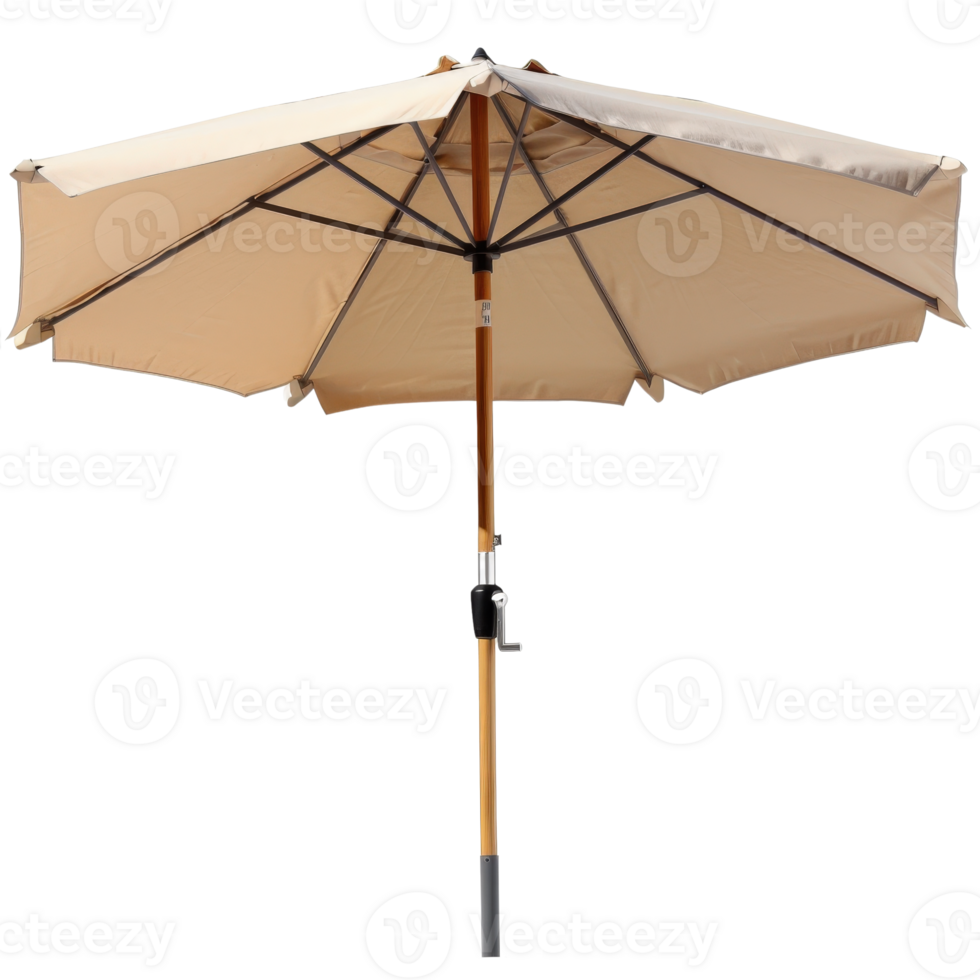 Large Beige Patio Umbrella with Wooden Pole and Metal Support for Outdoor Shade and Relaxation in Sunlit Areas png