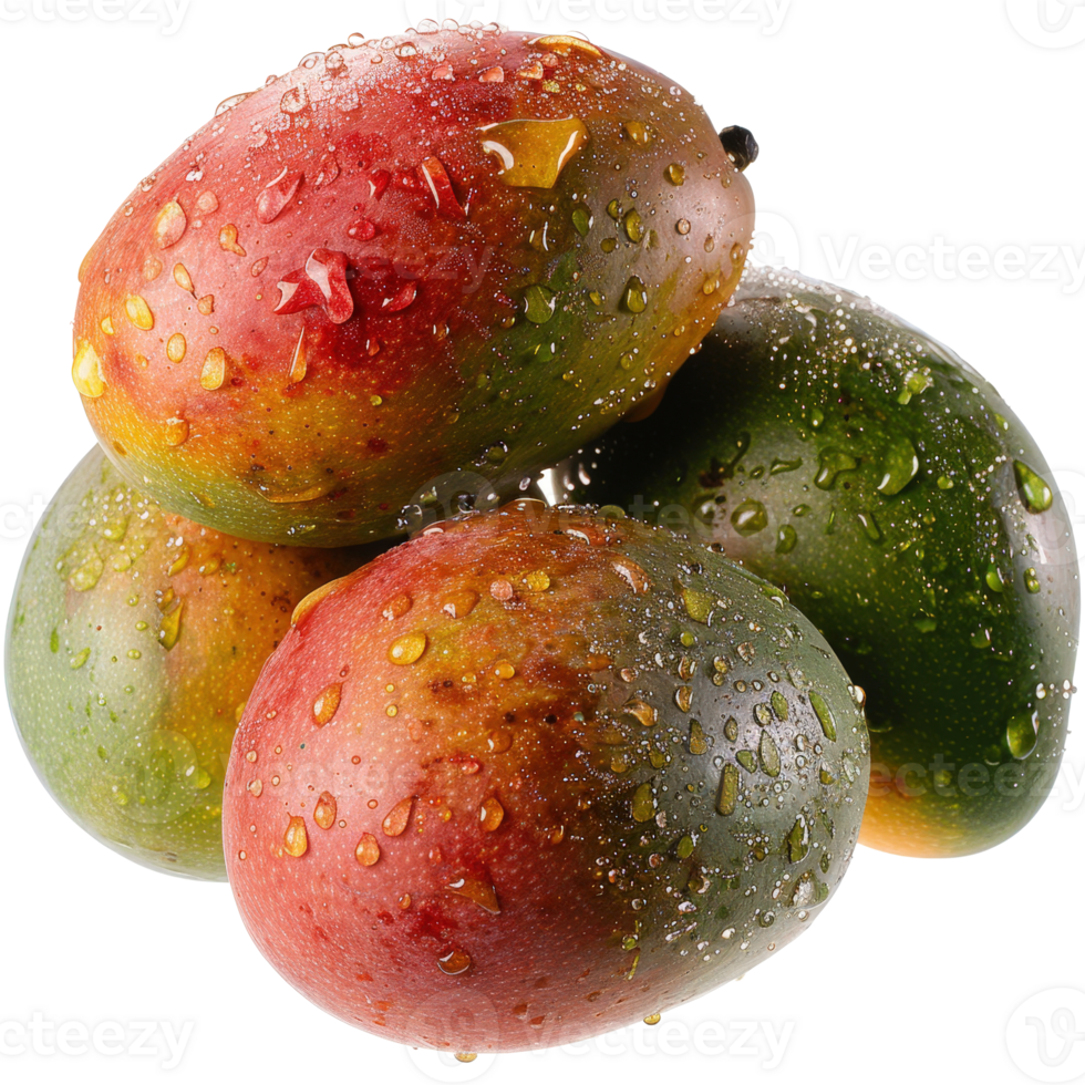Fresh and Juicy Mangos with Water Droplets on a White Background for Healthy Food Lifestyle Concepts png