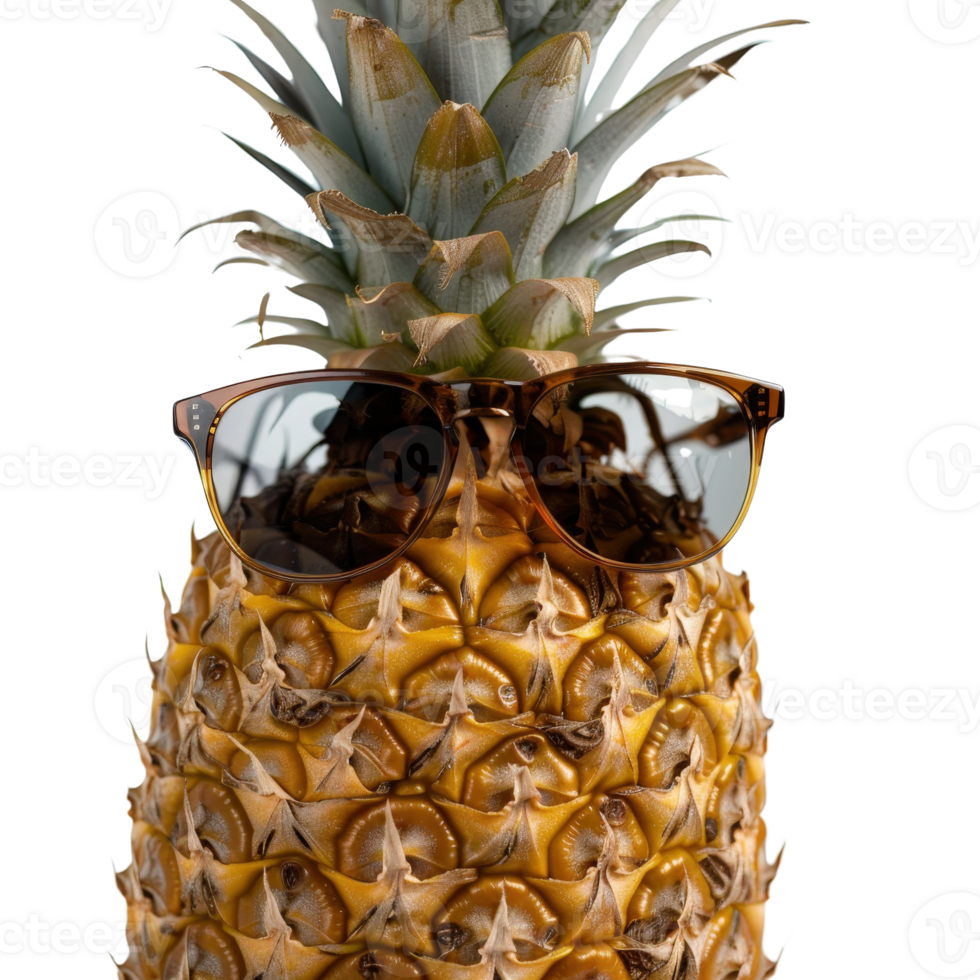 Fun and Quirky Pineapple with Sunglasses on a White Background Ideal for Summer and Tropical Themed Designs png