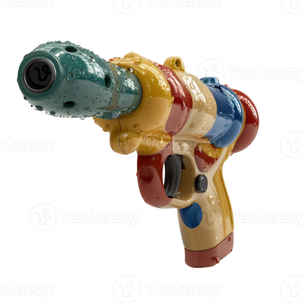 Colorful Water Pistol Toy with Dripping Water for Fun and Playful Summer Activities at the Pool or Beach png