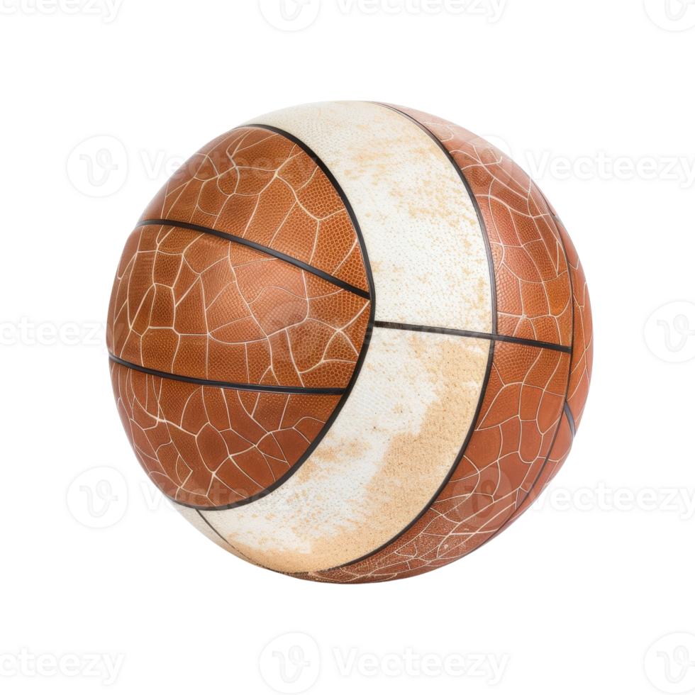 Realistic basketball with textured surface and detailed lines for sports-themed design or illustration projects png