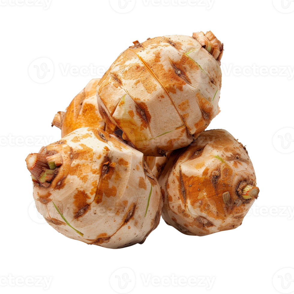 Fresh raw sunchoke tubers displayed on a white background showcasing unique textures and earthy colors for culinary use png