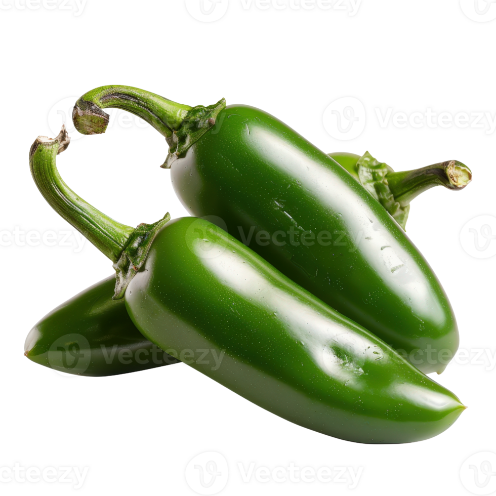 Fresh Green Jalapeno Peppers Isolated on White Background Ready for Cooking and Spicing Up Dishes and Recipes png