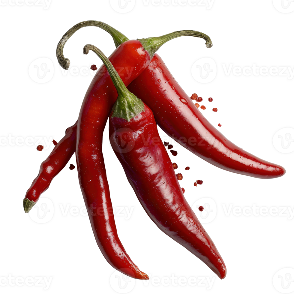 Fresh Red Chilies on White Background, Spicy Ingredients for Culinary Dishes and Flavorful Cuisine Preparation Ideas png