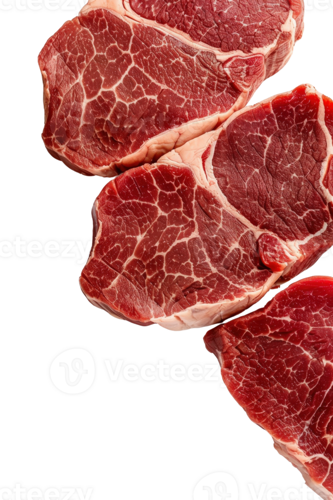 Fresh Raw Ribeye Steaks on White Background Perfect for Culinary Arts and Food Photography Showcase png