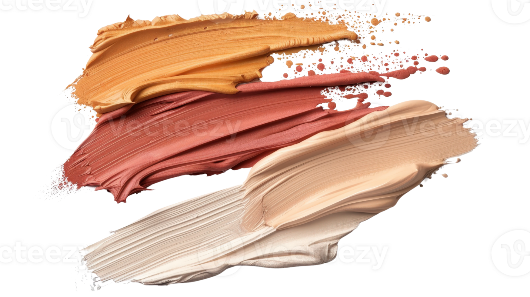 Vibrant and Textured Swatches of Foundation Creams in Various Shades for Beauty and Makeup Applications png