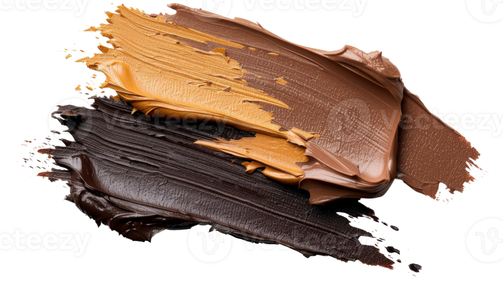Rich and Creamy Colorful Splashes of Chocolate, Caramel, and Coffee Paint on a White Background for Artistic Expression png