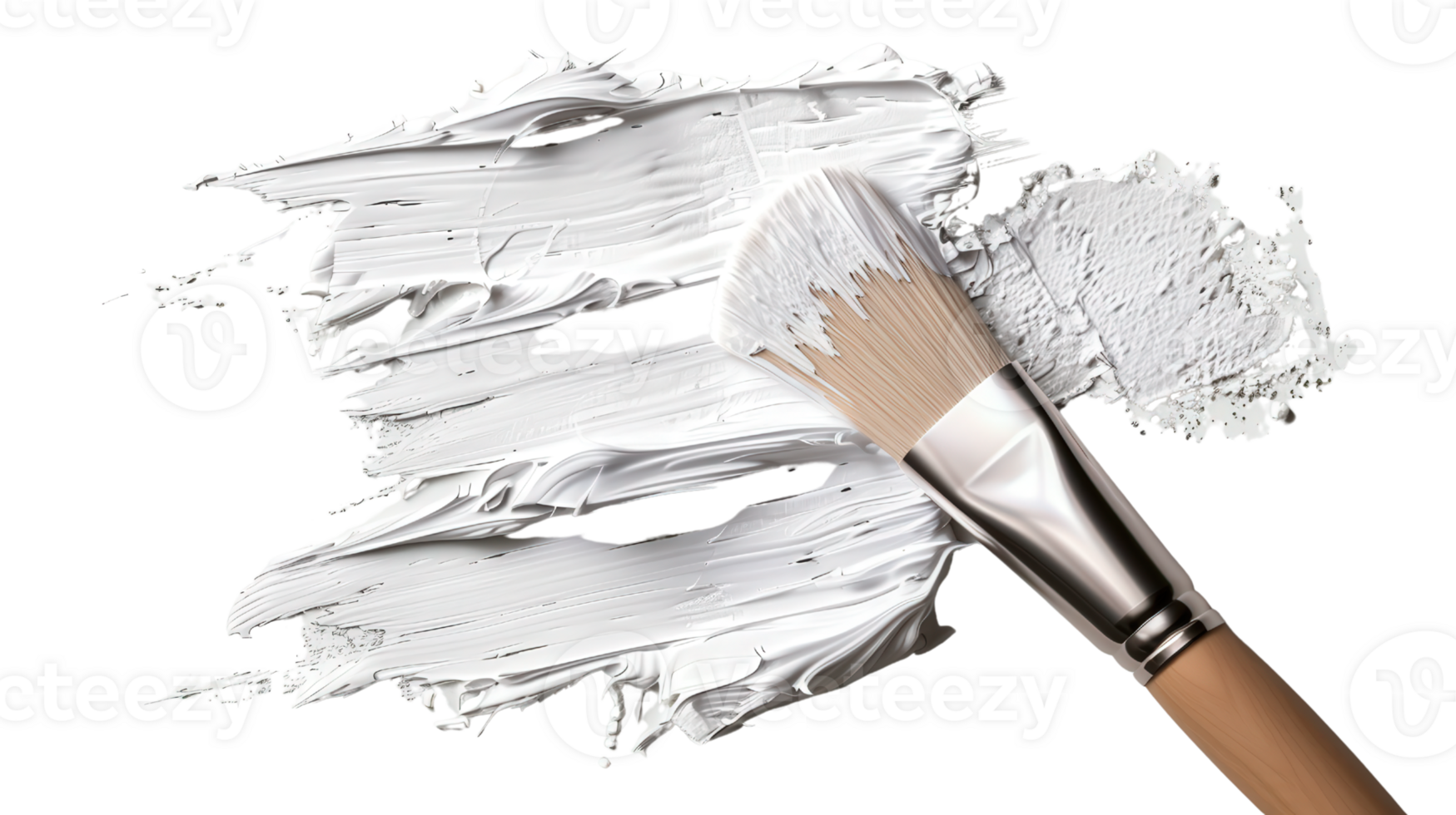 White Acrylic Paint Smear with Brush on Black Background for Art and Design Projects, Texture and Creative Concepts png