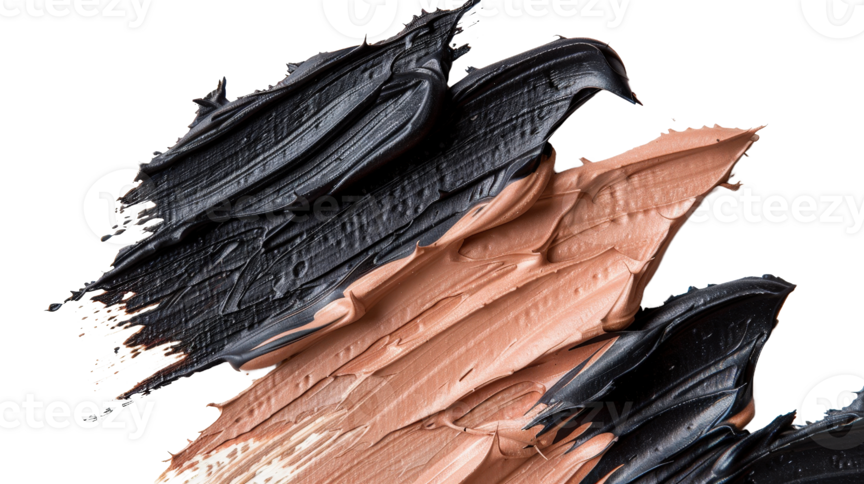 Abstract artistic texture of black and beige paint strokes on canvas with bold and subtle color contrasts png