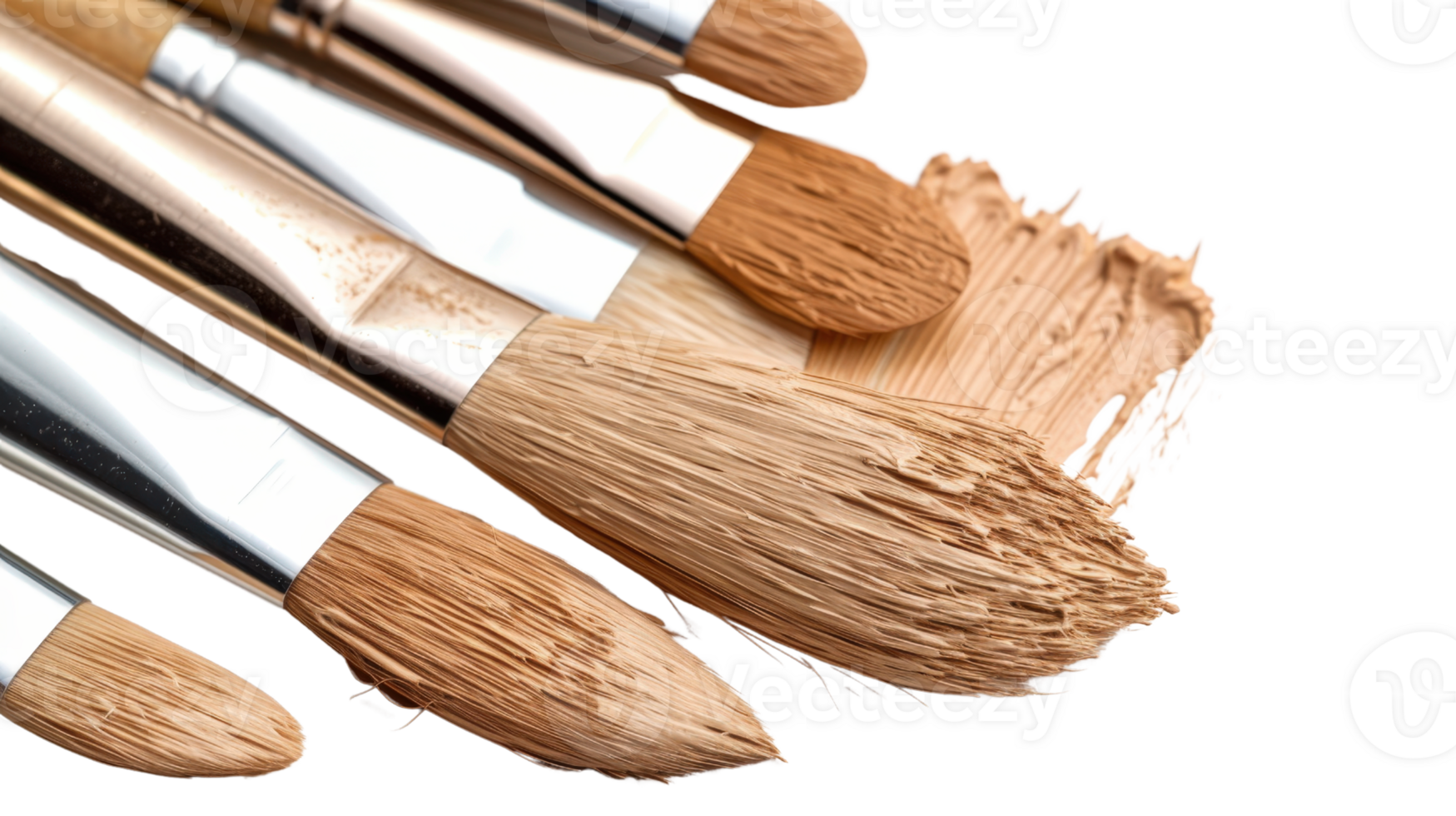Assorted Art Brushes and Paint Smudge for Creative Projects and Fine Arts Applications png