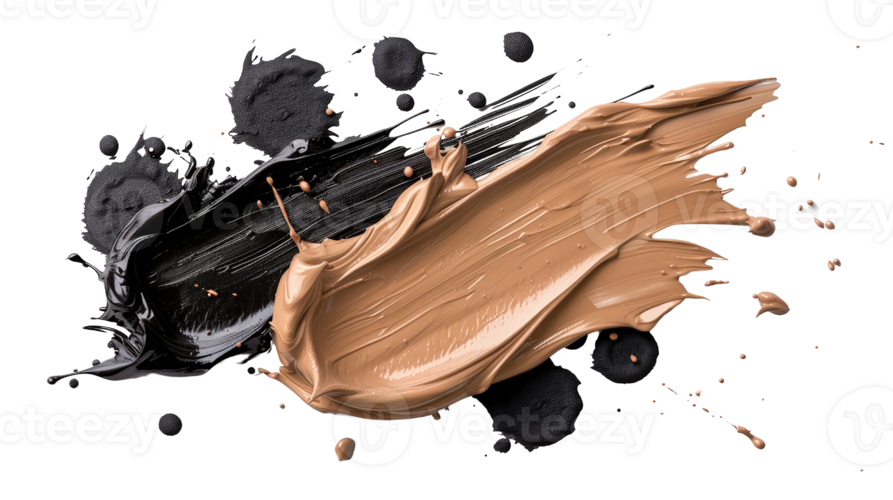 Artistic Splash of Black and Beige Paint on a White Background Creating a Modern Abstract Composition png