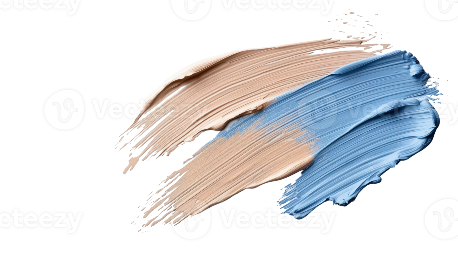 Smooth strokes of blue and beige paint layered on a black background showcasing artistic texture and vibrant color contrast png