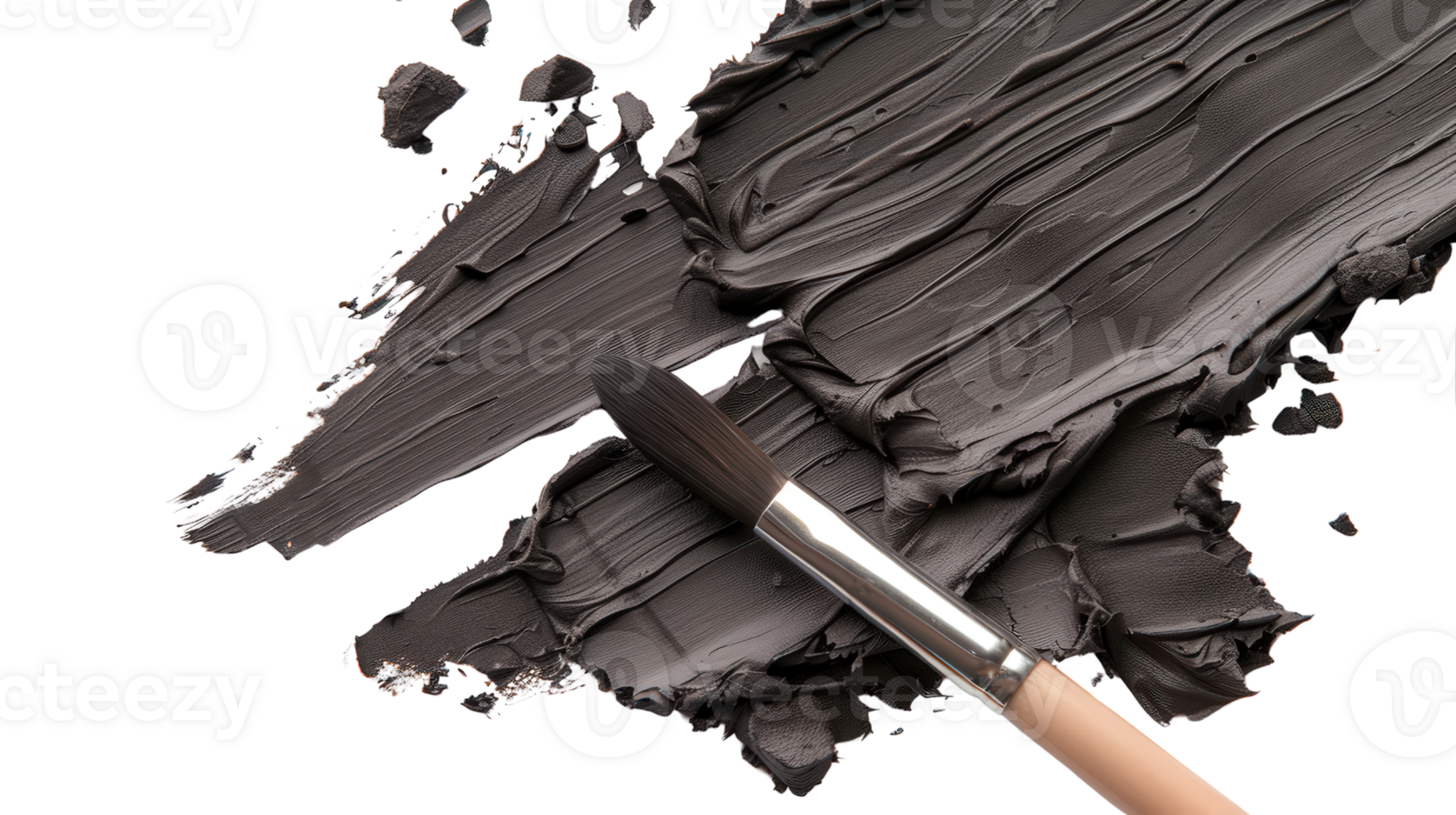 Smooth and Creamy Gray Clay Texture Spread with Brush on Black Background for Creative Applications png