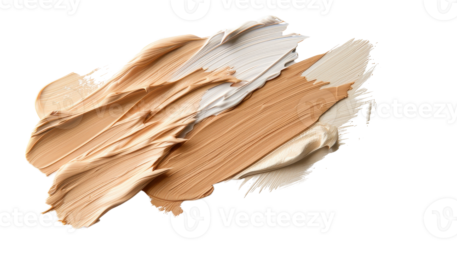 Creamy texture of various foundation shades swirled together on a white background for beauty and cosmetic use png