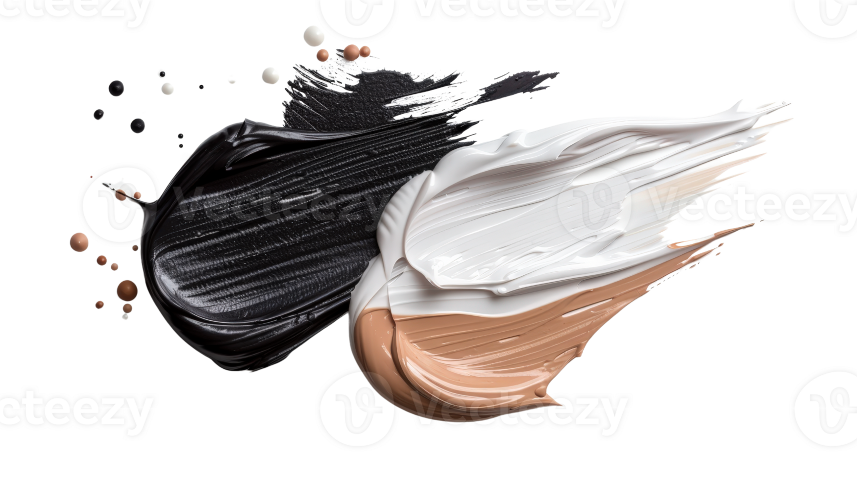 Creamy Swirls of Black, White, and Beige Paint on Canvas with Vibrant Textures for Artistic Background or Design Project png